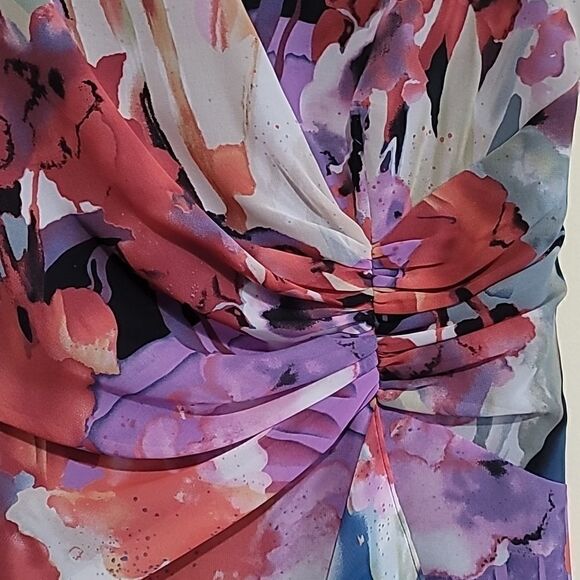 Coldwater Creek Purple Multicolored Floral Print V-neck Dress Sz 6 - Picture 10 of 10